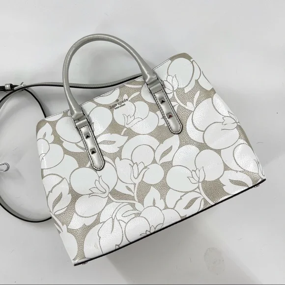 Kate Spade Evangelie Larchmont Ave Breezy Floral Leather Satchel Crossbody Bag - Picture 16 of 16